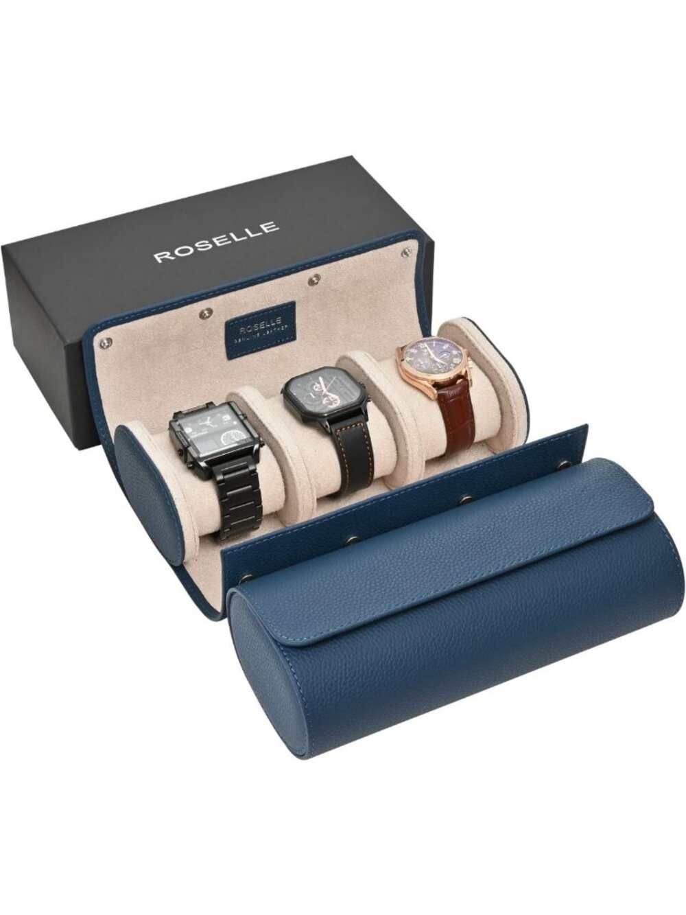 Stylish Genuine Leather Watch Roll Travel Case for 3 Watches - Perfect Gift!